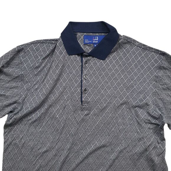 Vintage Dunhill Golf Polo Shirt Mens Small Blue Diamond Long Sleeve Italy - Picture 3 of 10